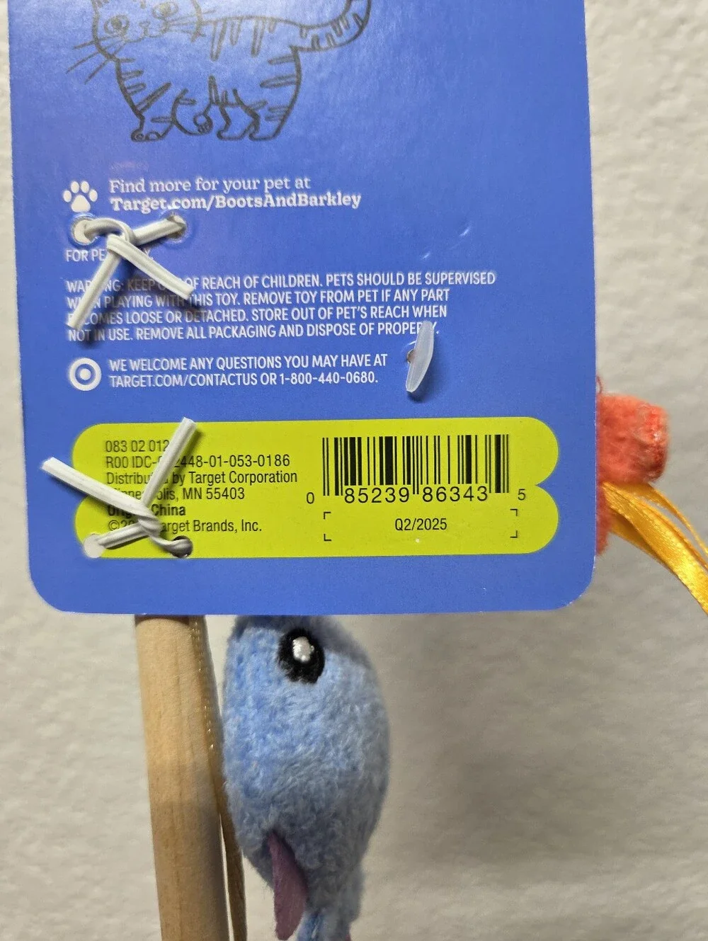 Boots & Barkley Cat Wand Toy - Orange Blue Green Fish Pack Of 3 Nwt